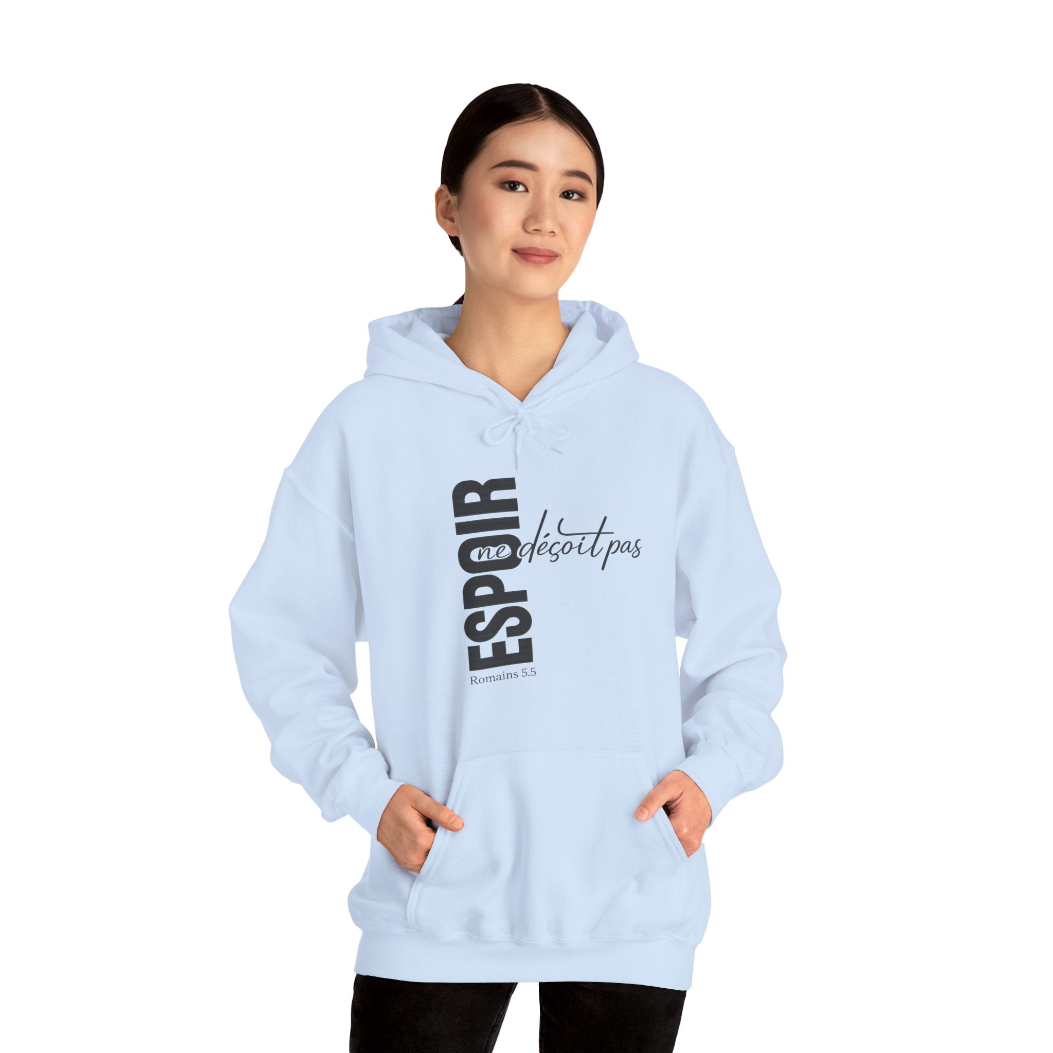 Hoodie - "Espoir ne s'éteint pas" Vertical French Hope Graphic Hoodie