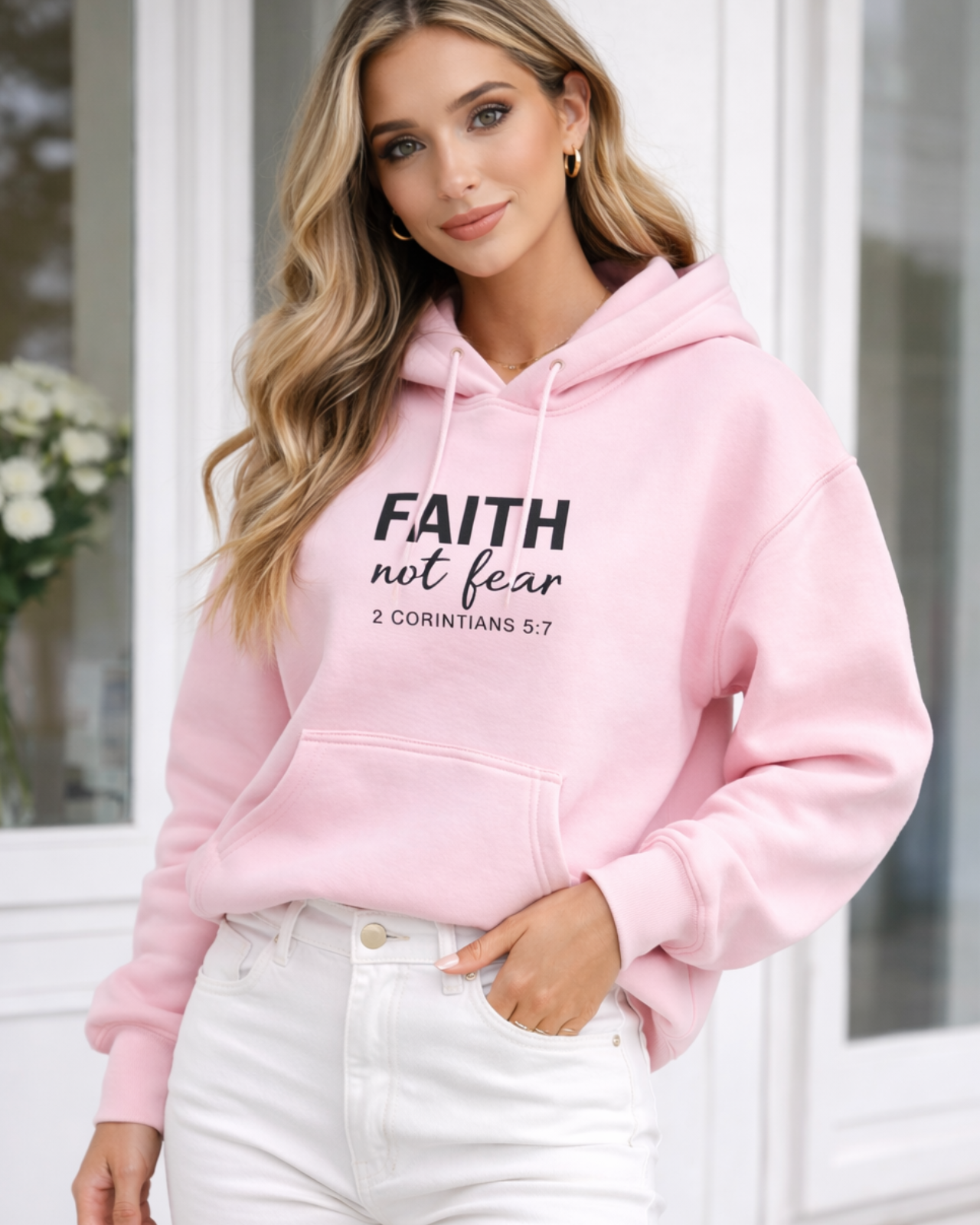 Faith Not Fear Hoodie — Christian Inspirational Pullover (2 Corinthians 5:7)